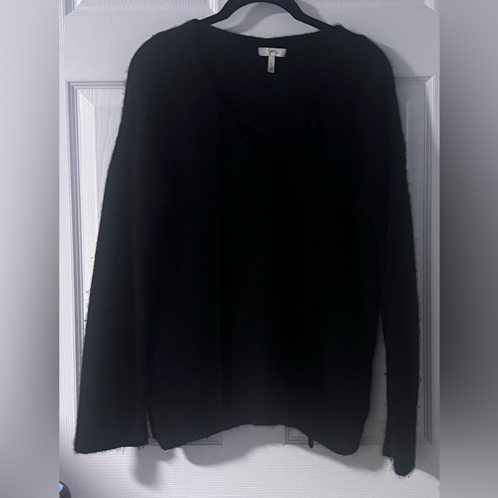 Women's Joie Koah Lace Up V Neck Soft Knit Sweater